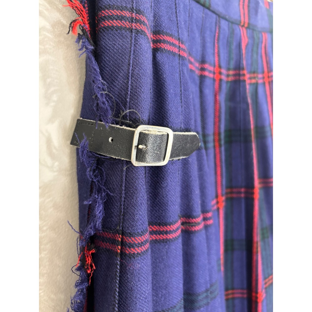 Loch Lomond Mill Vintage Scottish Wool Tartan Plaid Kilt Skirt Blue Red Green 0 - Picture 10 of 15
